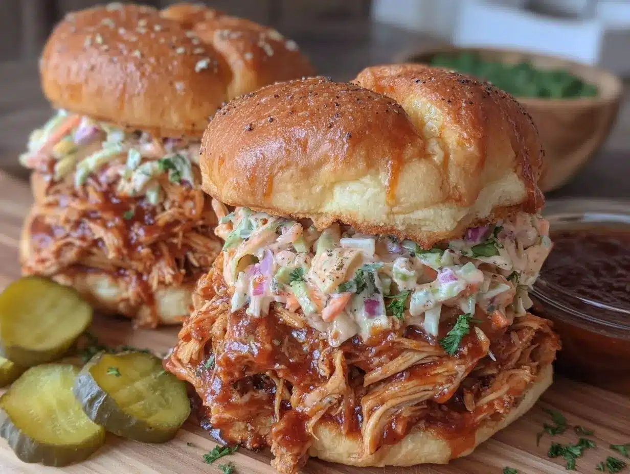 slow cooker pulled chicken sandwiches preparation steps