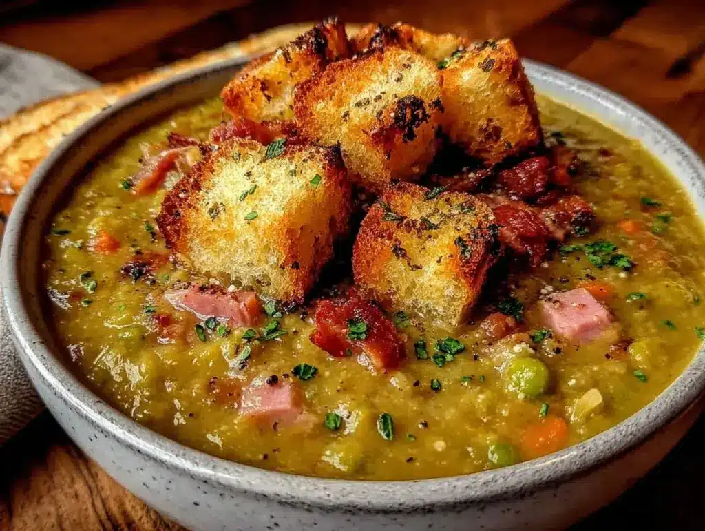 slow cooker split pea and ham soup - featured image