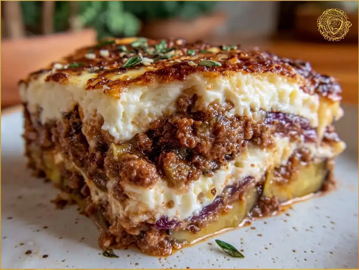 creamy eggplant lamb moussaka preparation steps