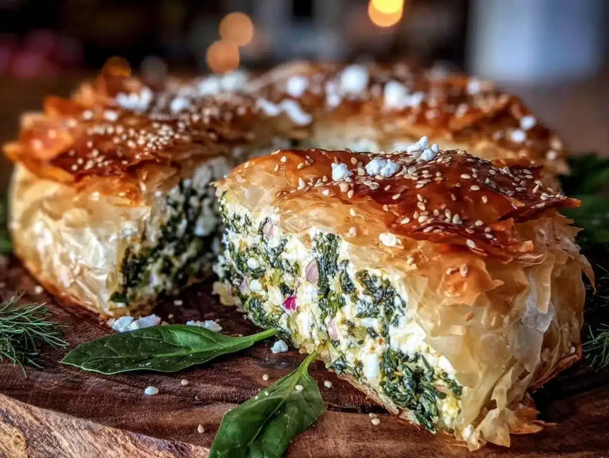 crispy homemade spanakopita spinach pie preparation steps