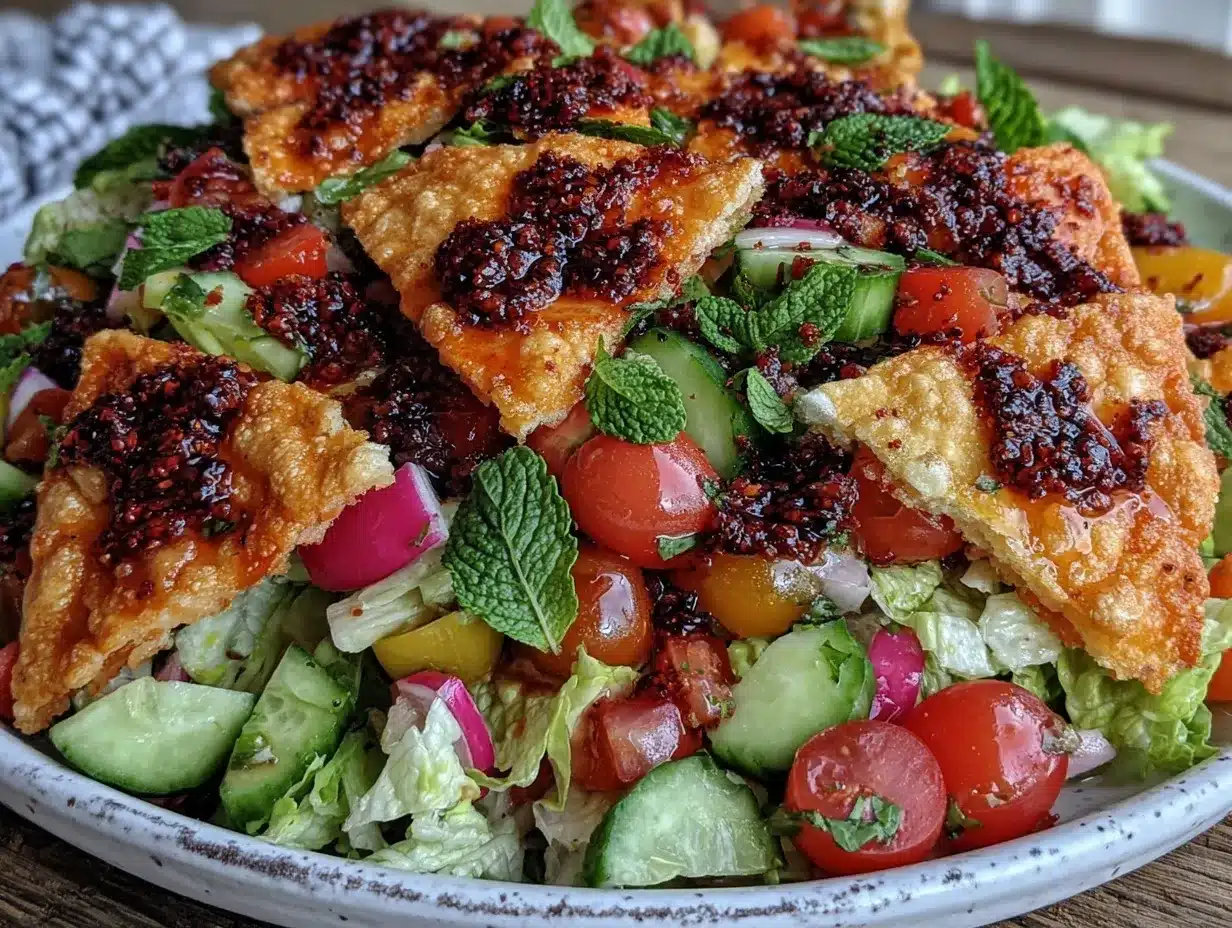 Fresh Lebanese Fattoush Salad preparation steps