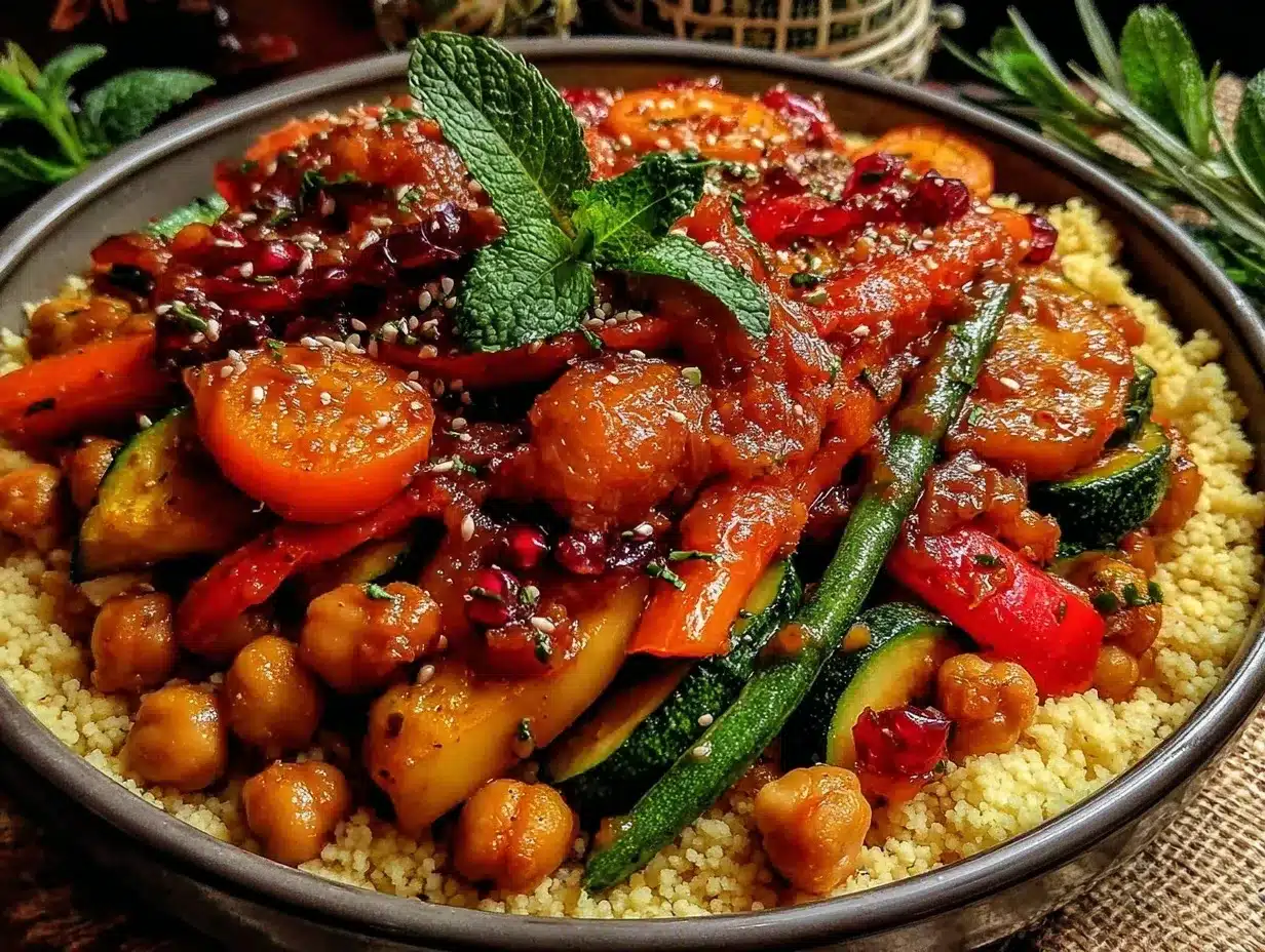 moroccan couscous with vegetables preparation steps