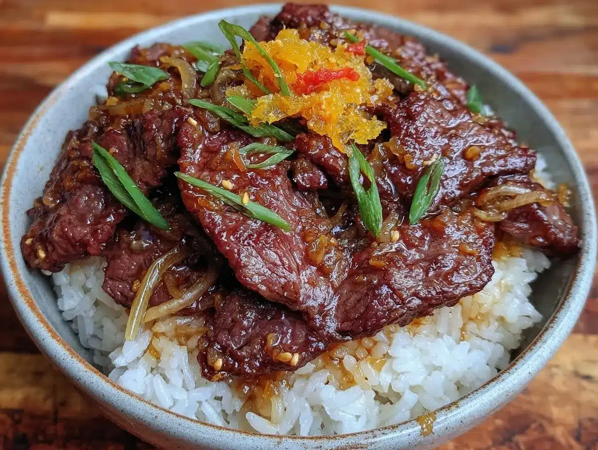 quick savory gyudon beef bowl preparation steps