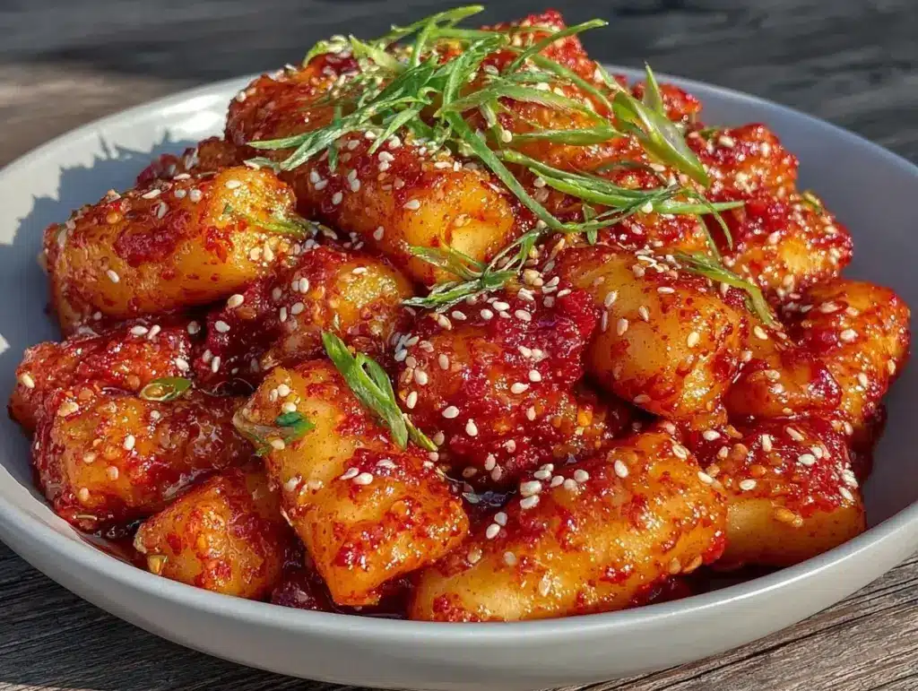 quick spicy tteokbokki rice cakes - featured image