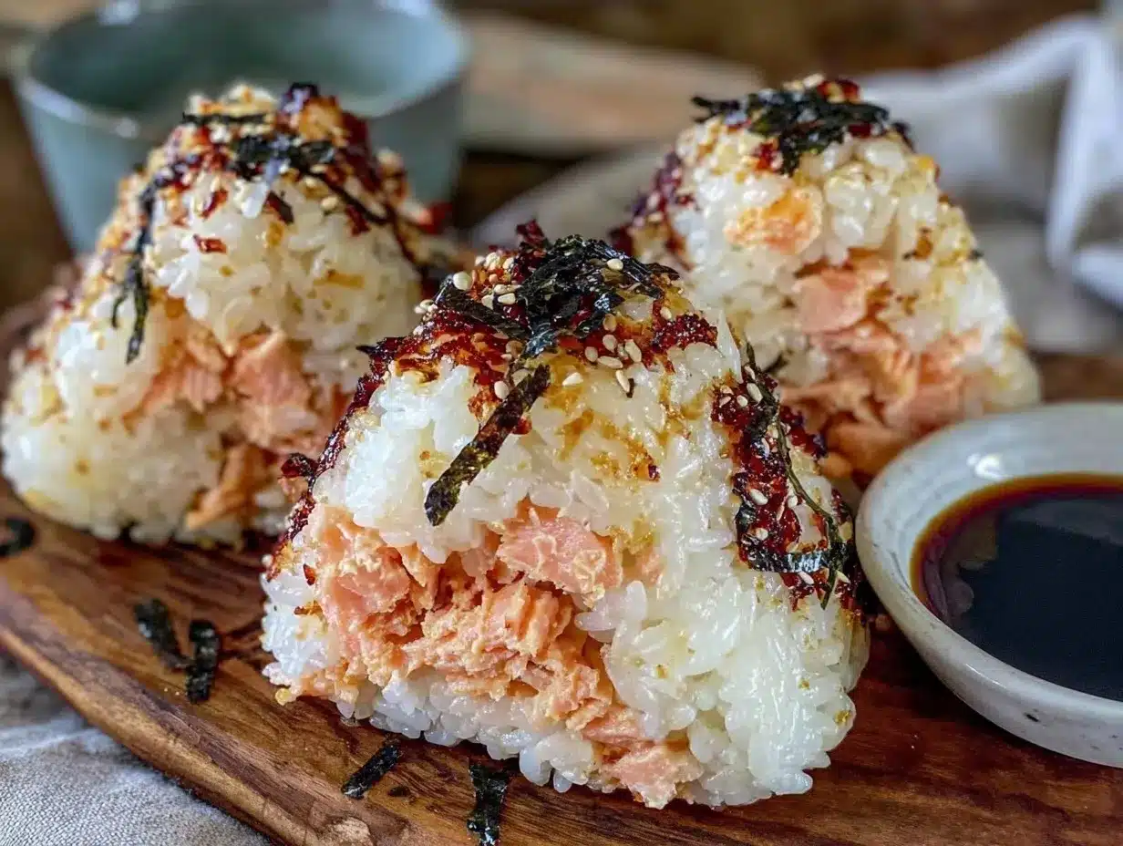 salmon onigiri rice balls preparation steps