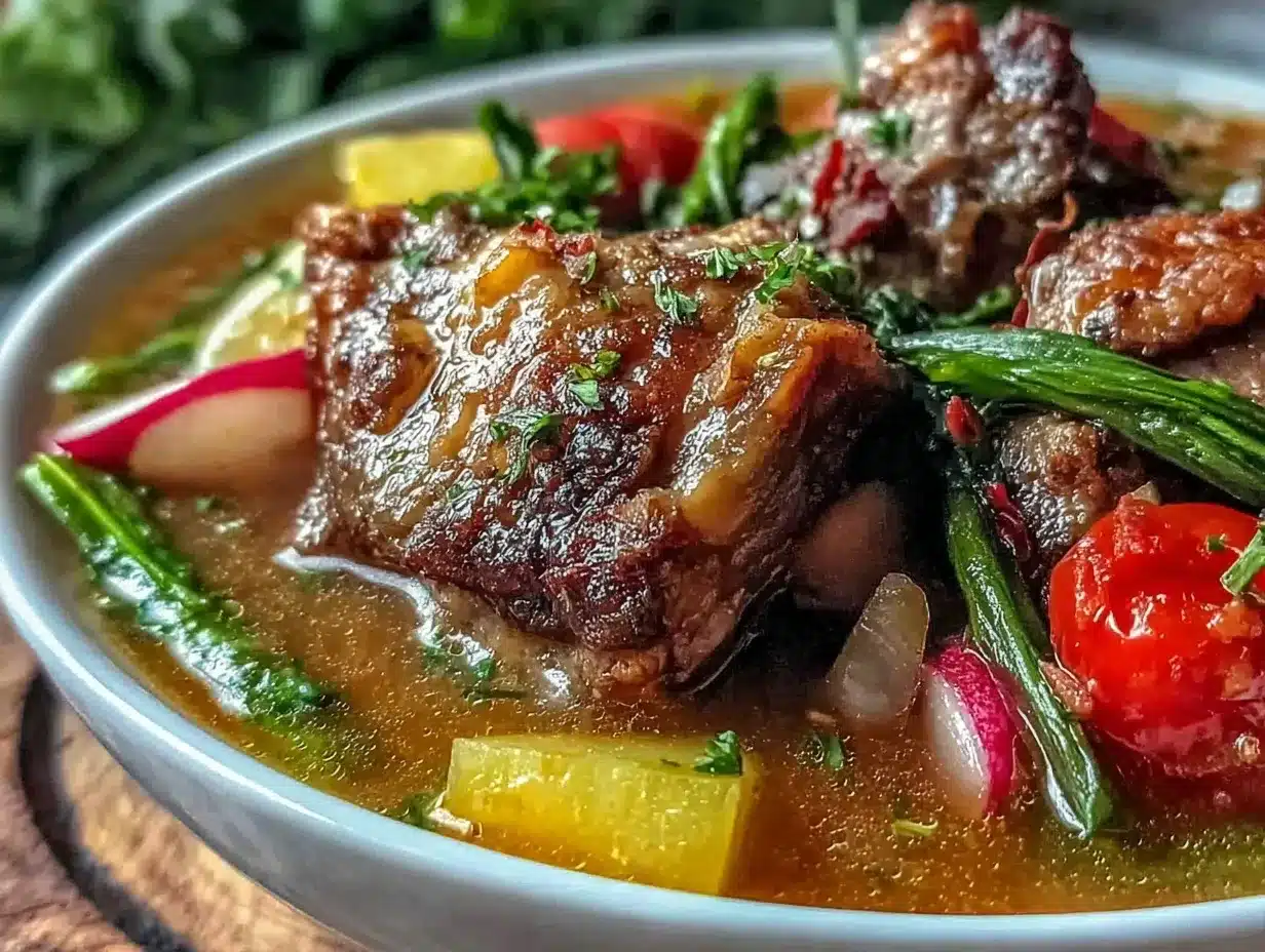 Sinigang sour tamarind soup preparation steps