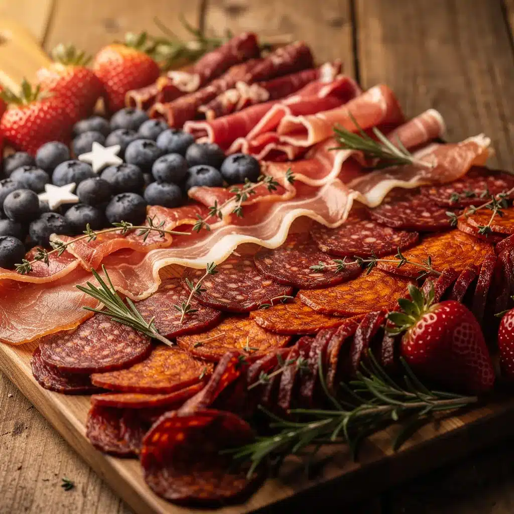 American Flag Charcuterie Board preparation steps