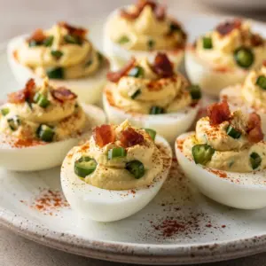 bacon jalapeno deviled eggs - featured image