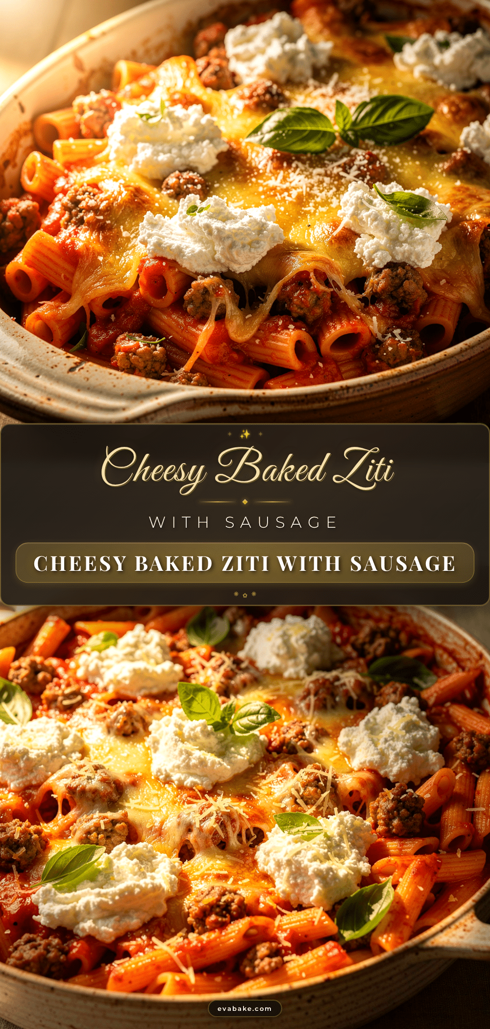 baked ziti with ricotta sausage mozzarella recipe