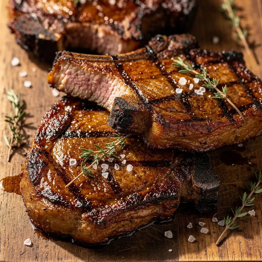 bourbon brown sugar grilled pork chops - featured image