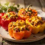 cheesy stuffed bell peppers - featured image