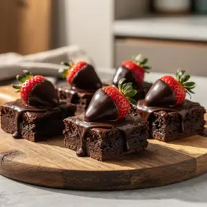 chocolate covered strawberry brownies - featured image