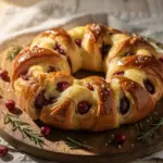 cranberry brie pull-apart bread wreath - featured image