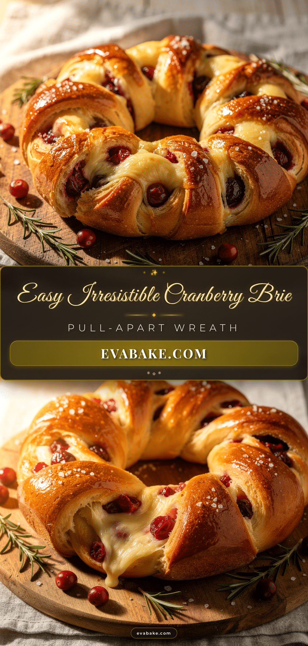 cranberry brie pull-apart bread wreath recipe