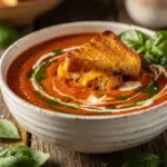 creamy roasted tomato basil soup - featured image