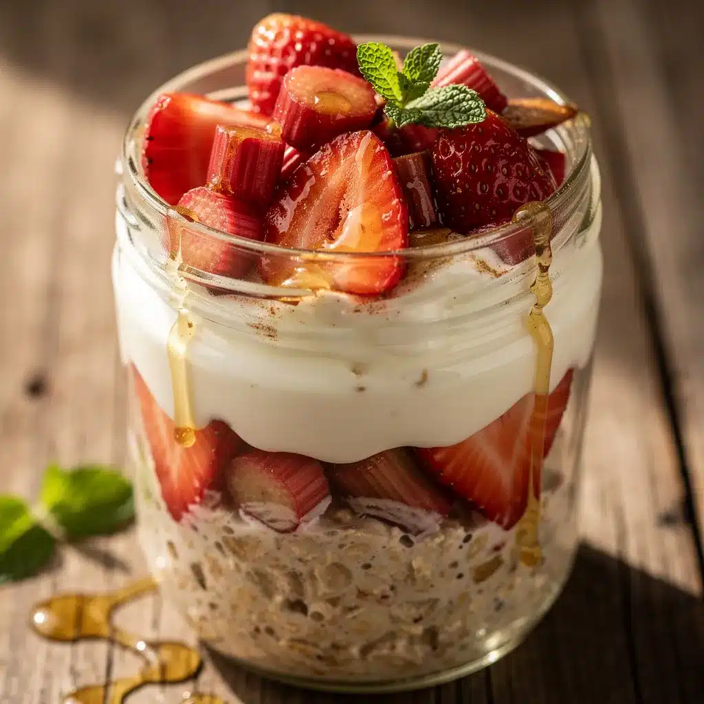 creamy strawberry rhubarb overnight oats preparation steps