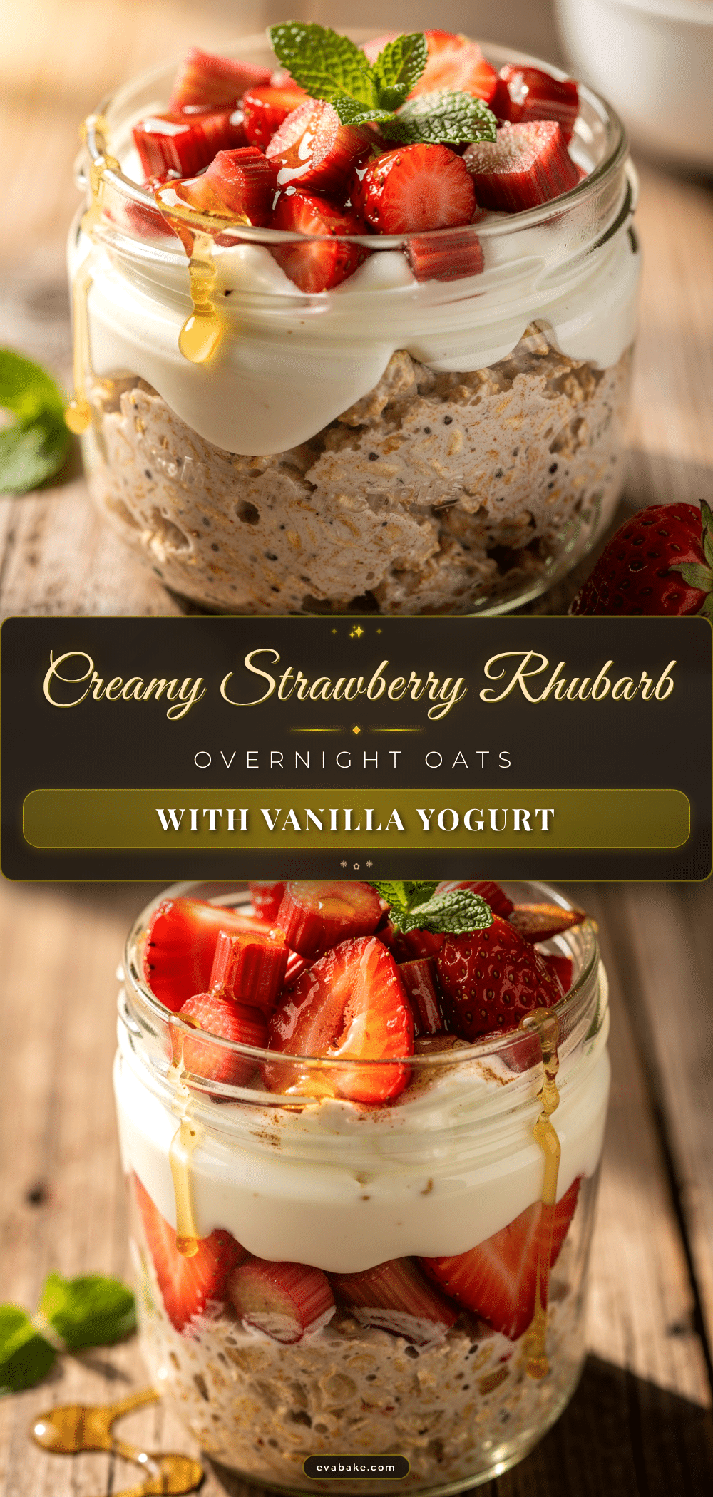 creamy strawberry rhubarb overnight oats recipe