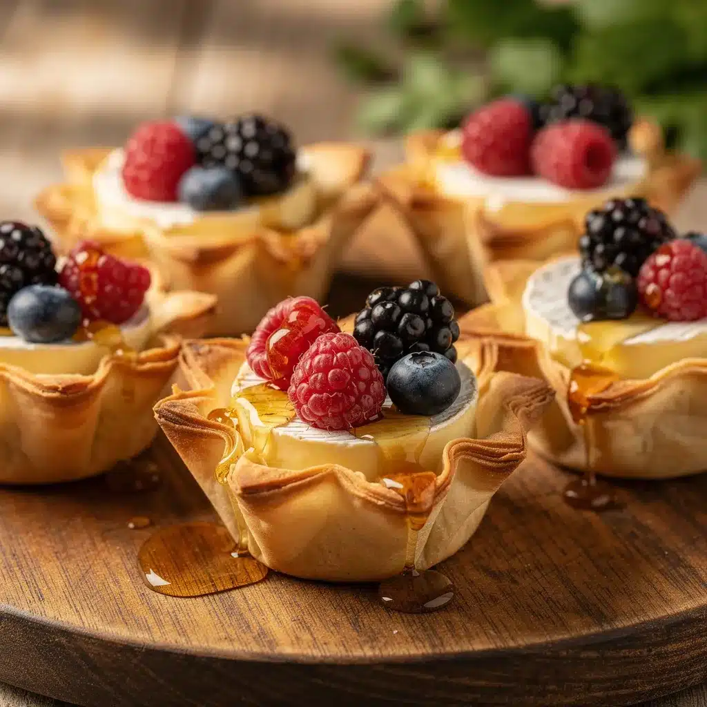crispy baked brie and berry phyllo cups preparation steps