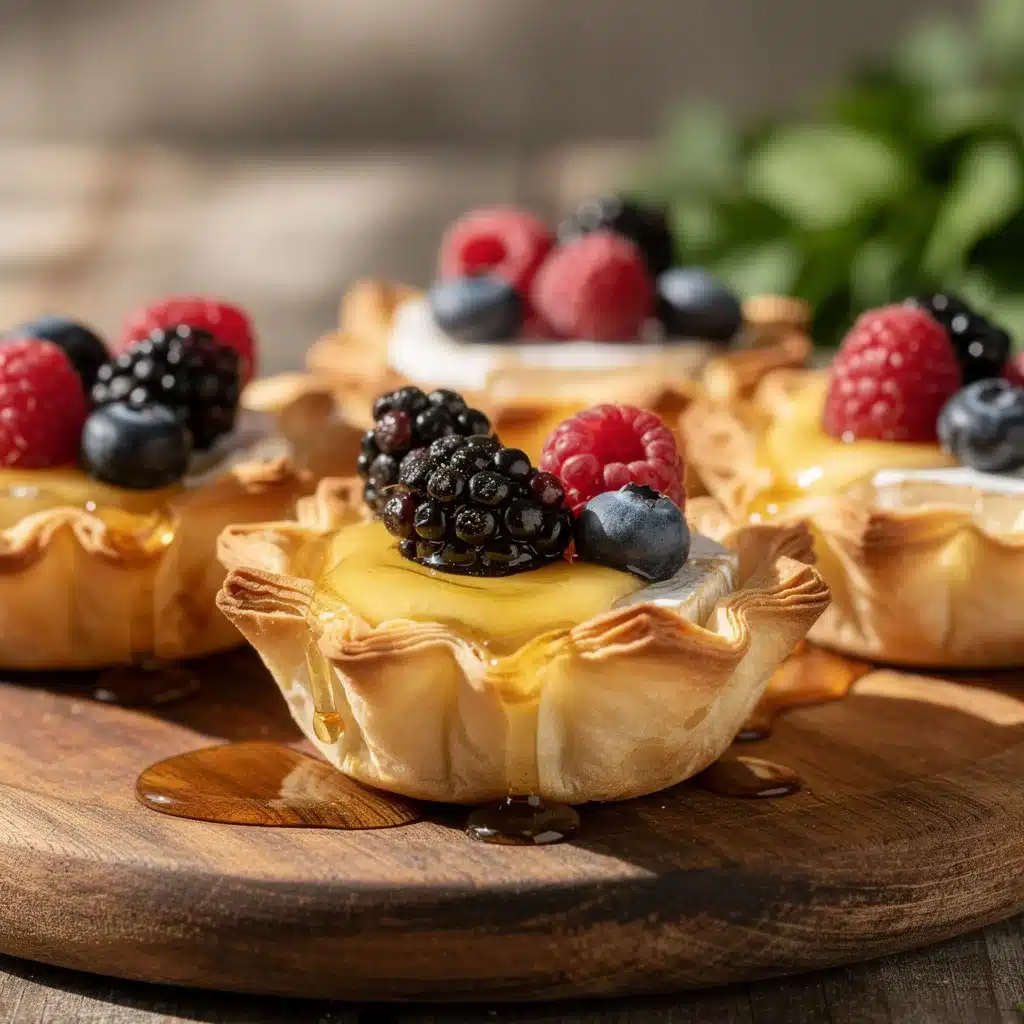crispy baked brie and berry phyllo cups - featured image