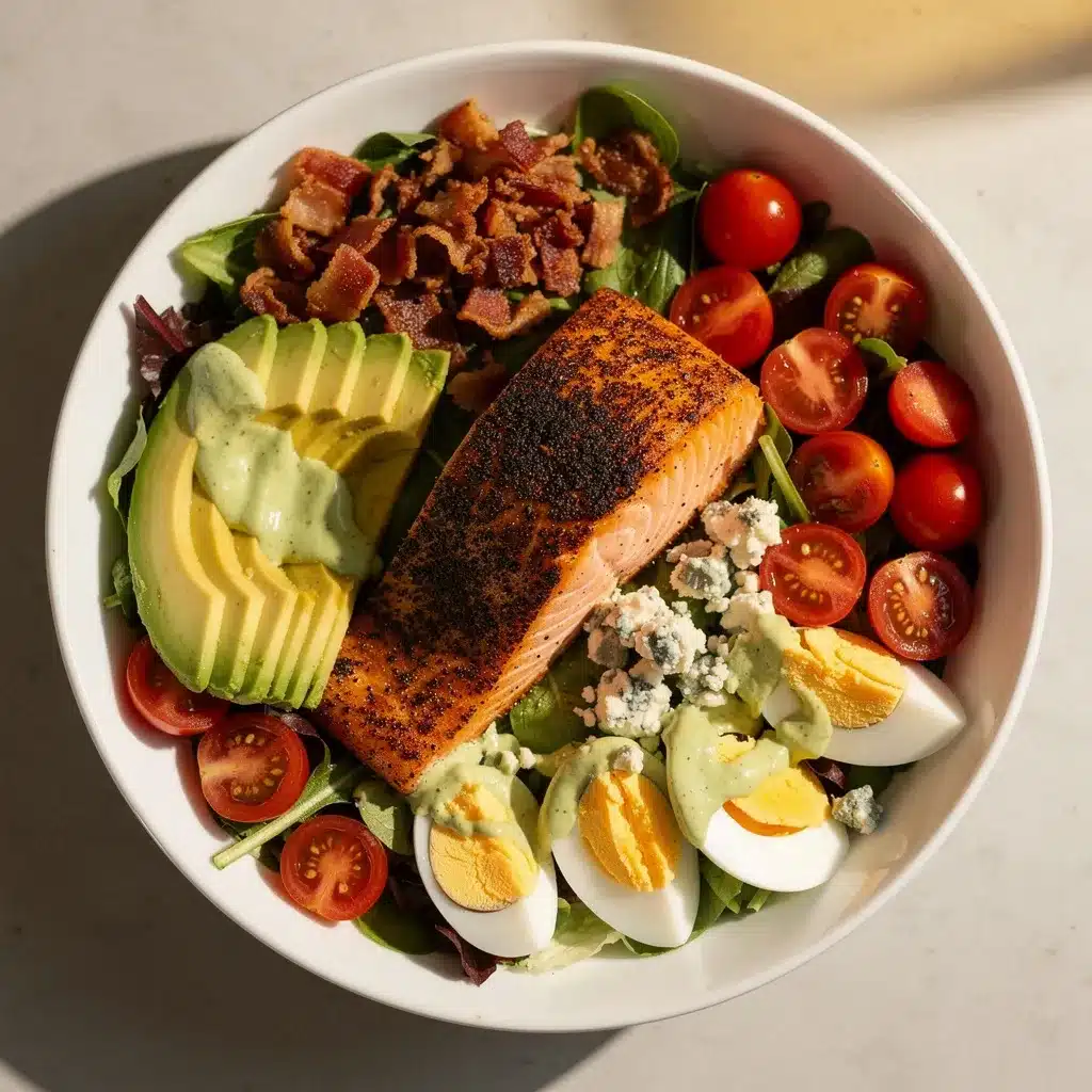 crispy blackened salmon cobb salad preparation steps