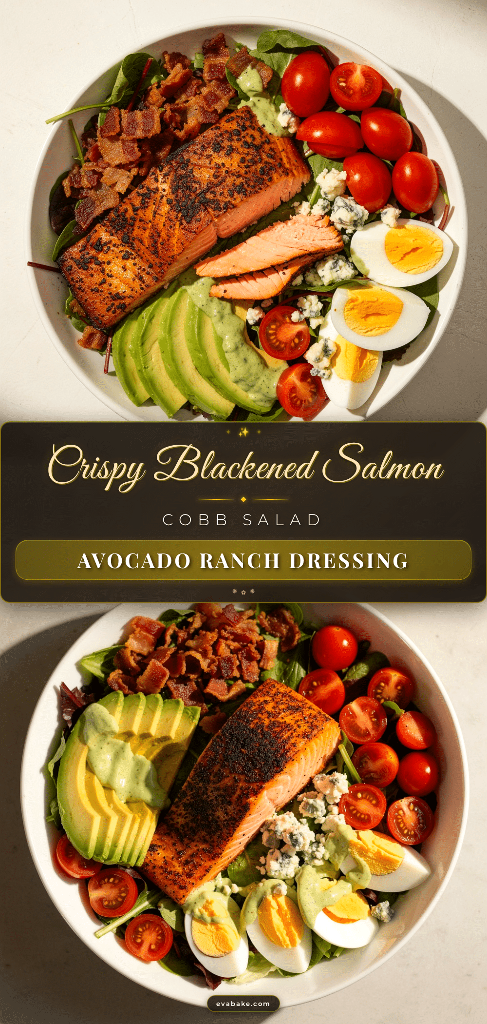 crispy blackened salmon cobb salad recipe