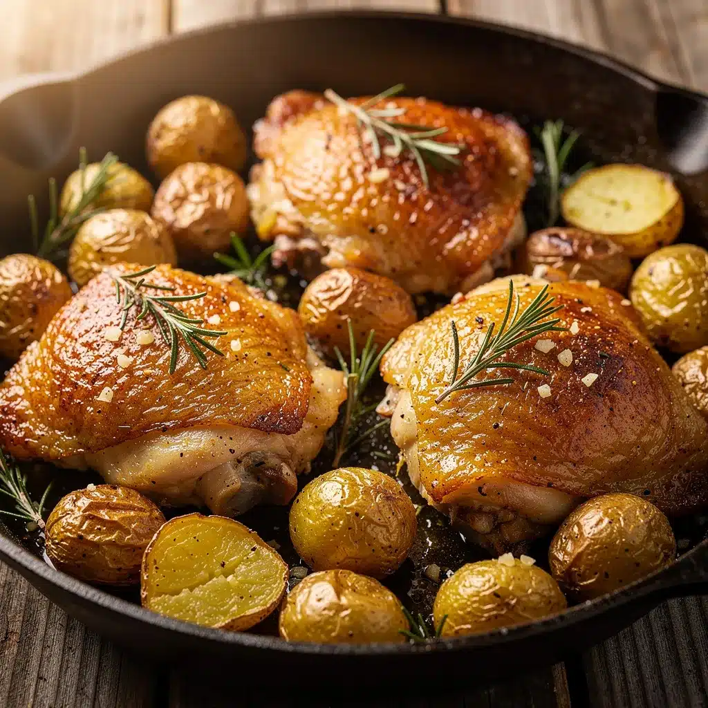 crispy one-pan garlic rosemary chicken thighs preparation steps