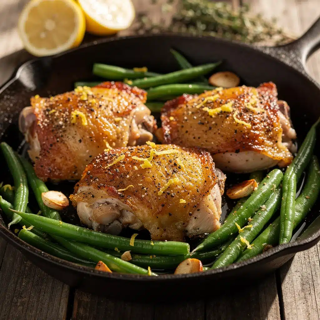 crispy one-pan lemon pepper chicken thighs - featured image
