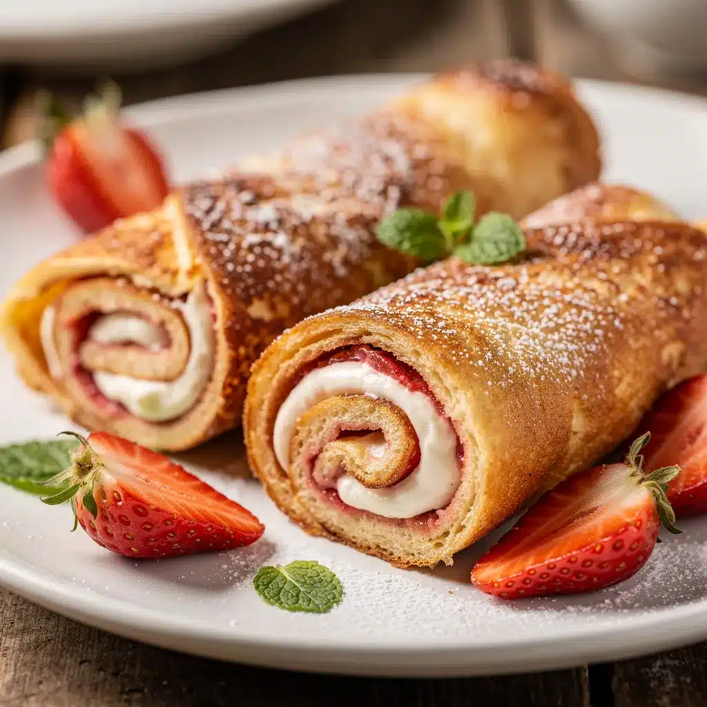 crispy strawberry cream cheese stuffed french toast roll-ups preparation steps