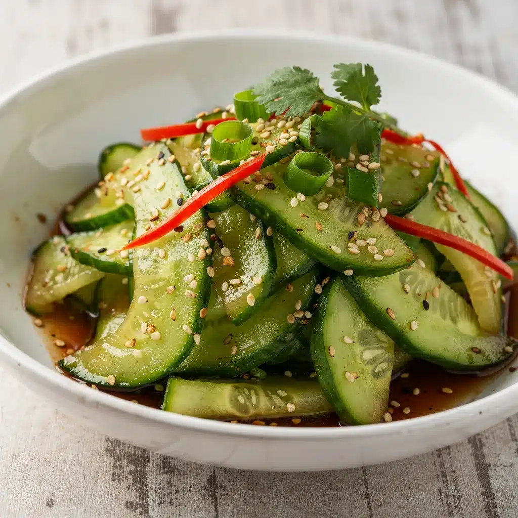 fresh asian sesame cucumber salad preparation steps