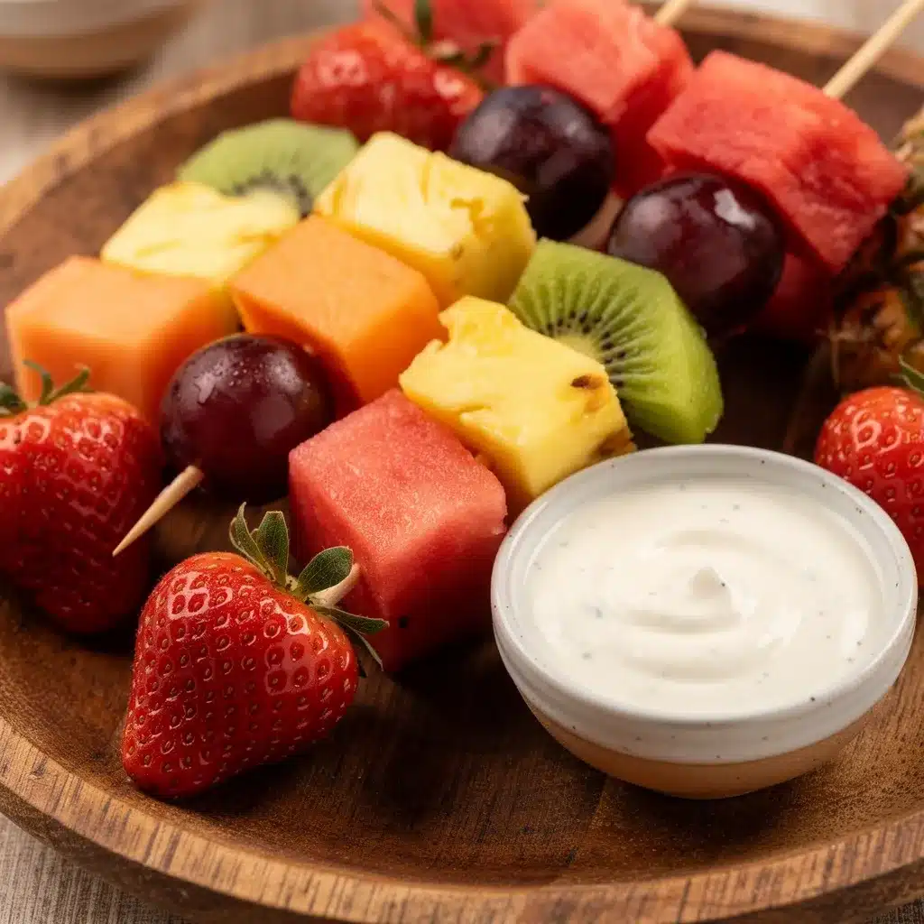 fresh rainbow fruit kabobs preparation steps