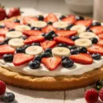 fresh red white and blue fruit pizza - featured image
