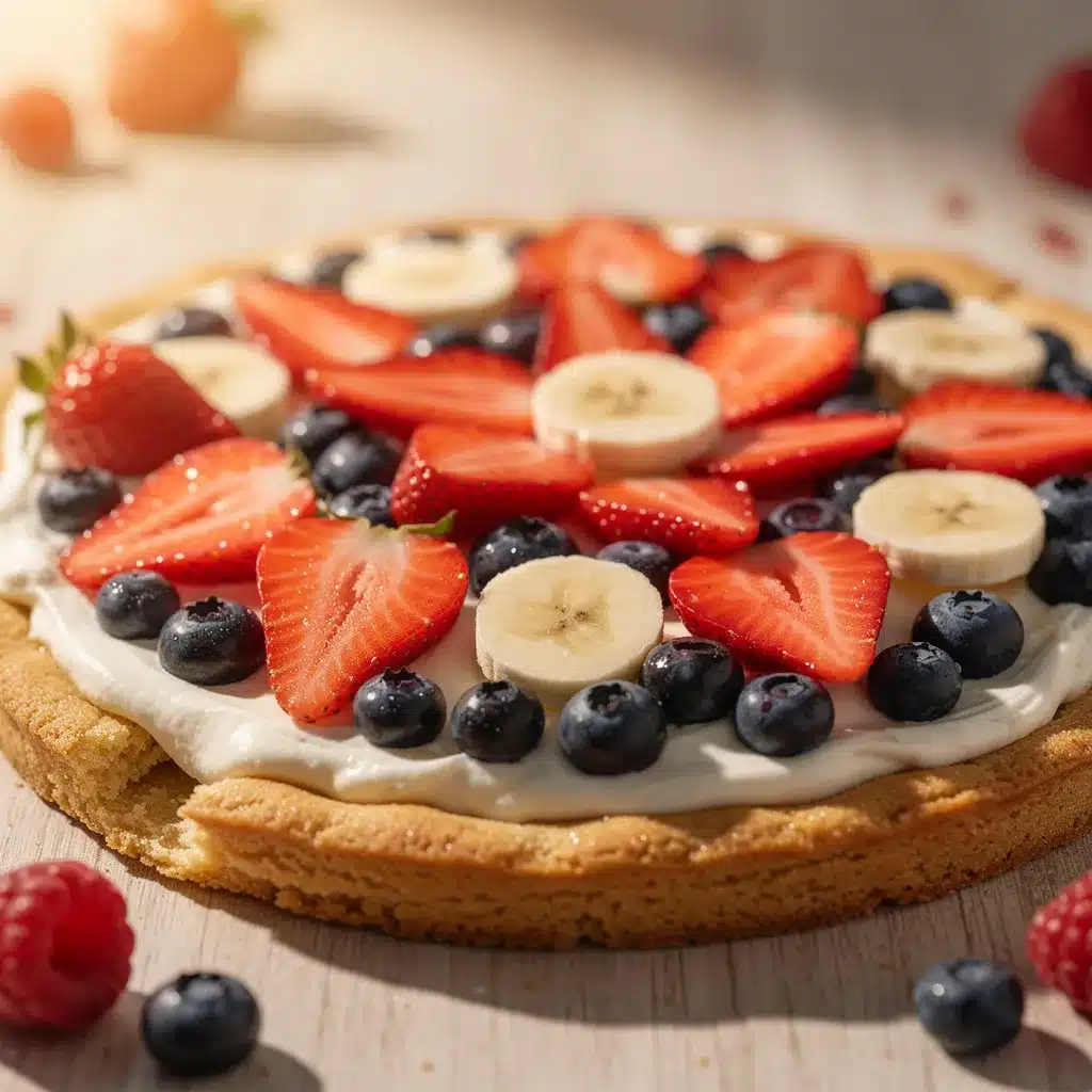 fresh red white and blue fruit pizza preparation steps