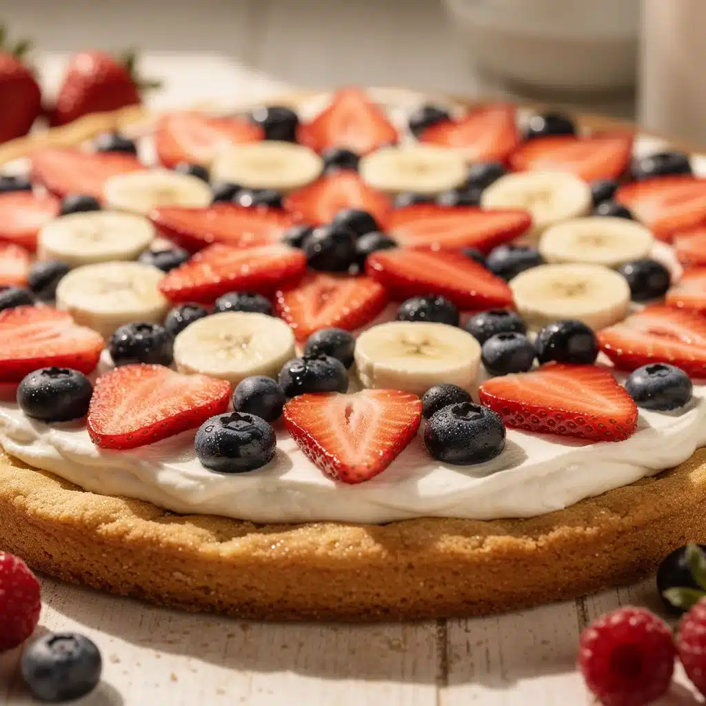fresh red white and blue fruit pizza - featured image