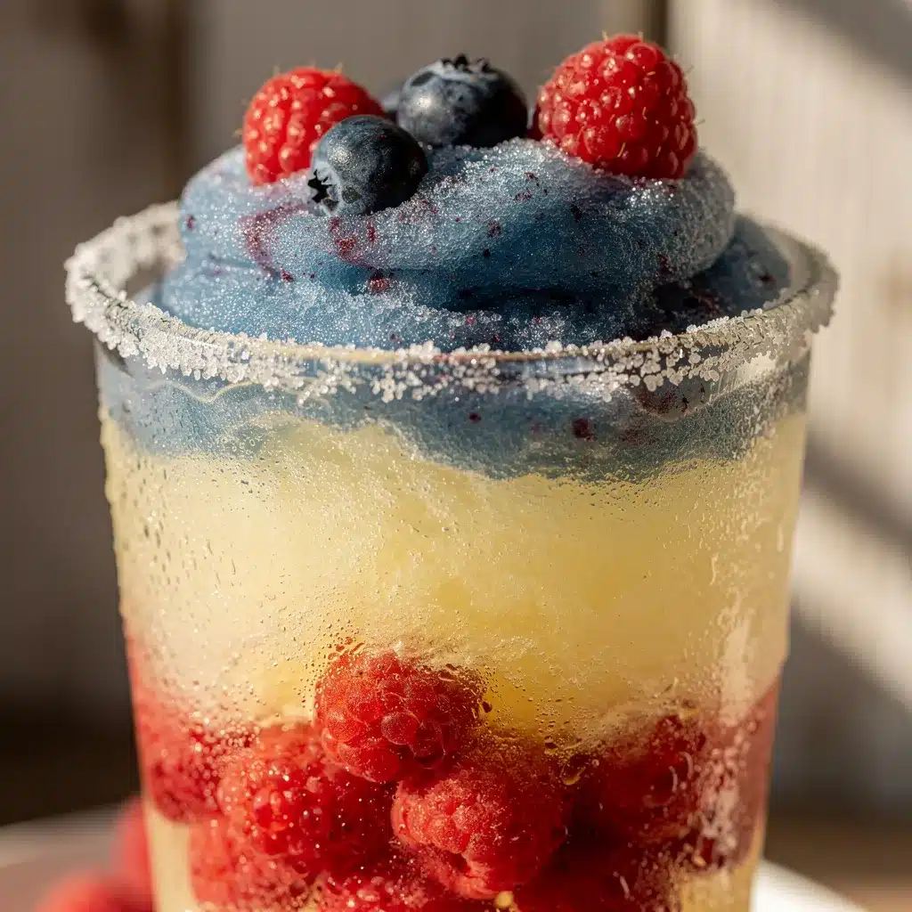 Frozen Patriotic Lemonade Slushie preparation steps