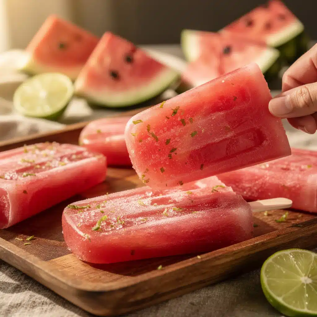 frozen watermelon margarita popsicles - featured image