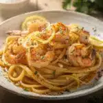 garlic butter shrimp scampi linguine - featured image