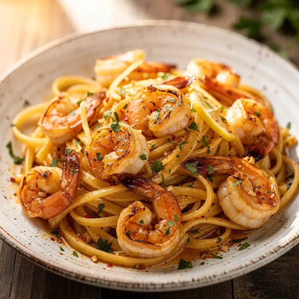 garlic butter shrimp scampi linguine preparation steps