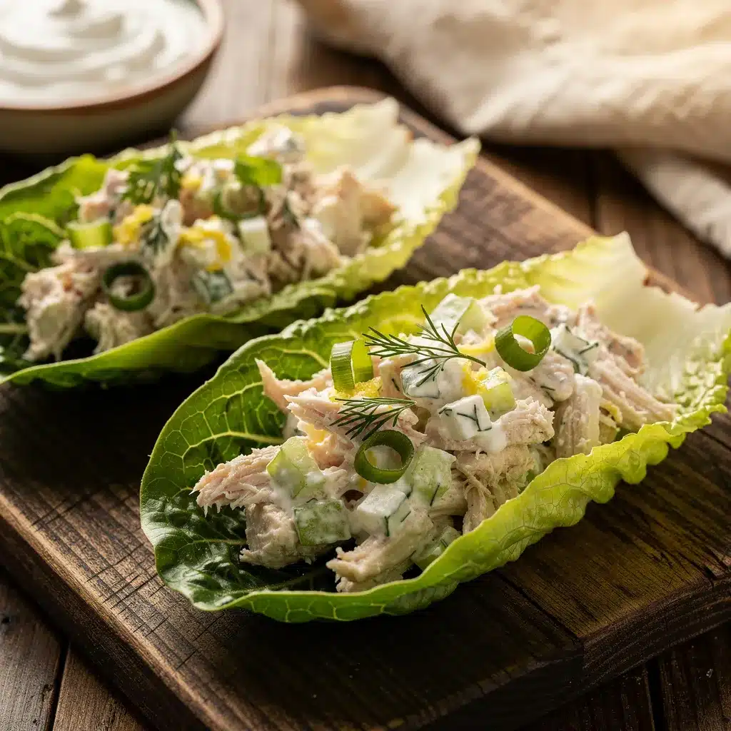 Greek Yogurt Chicken Salad Lettuce Cups preparation steps