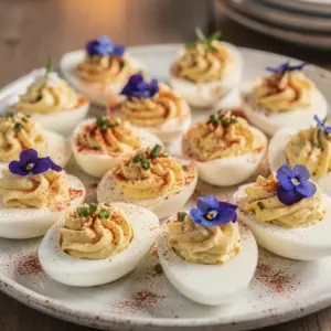 red white and blue deviled eggs - featured image