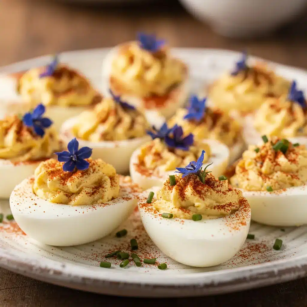 red white and blue deviled eggs preparation steps