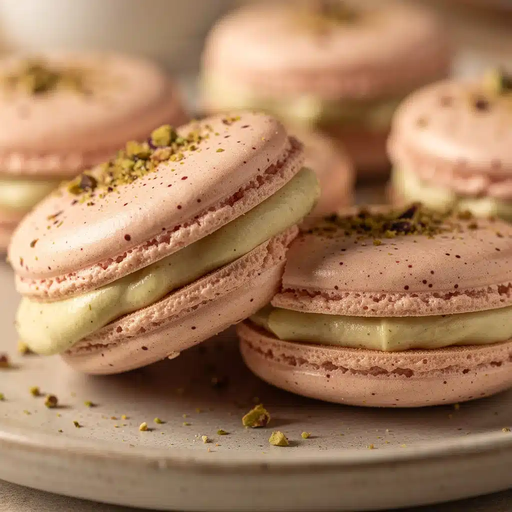 rose water pistachio macarons - featured image