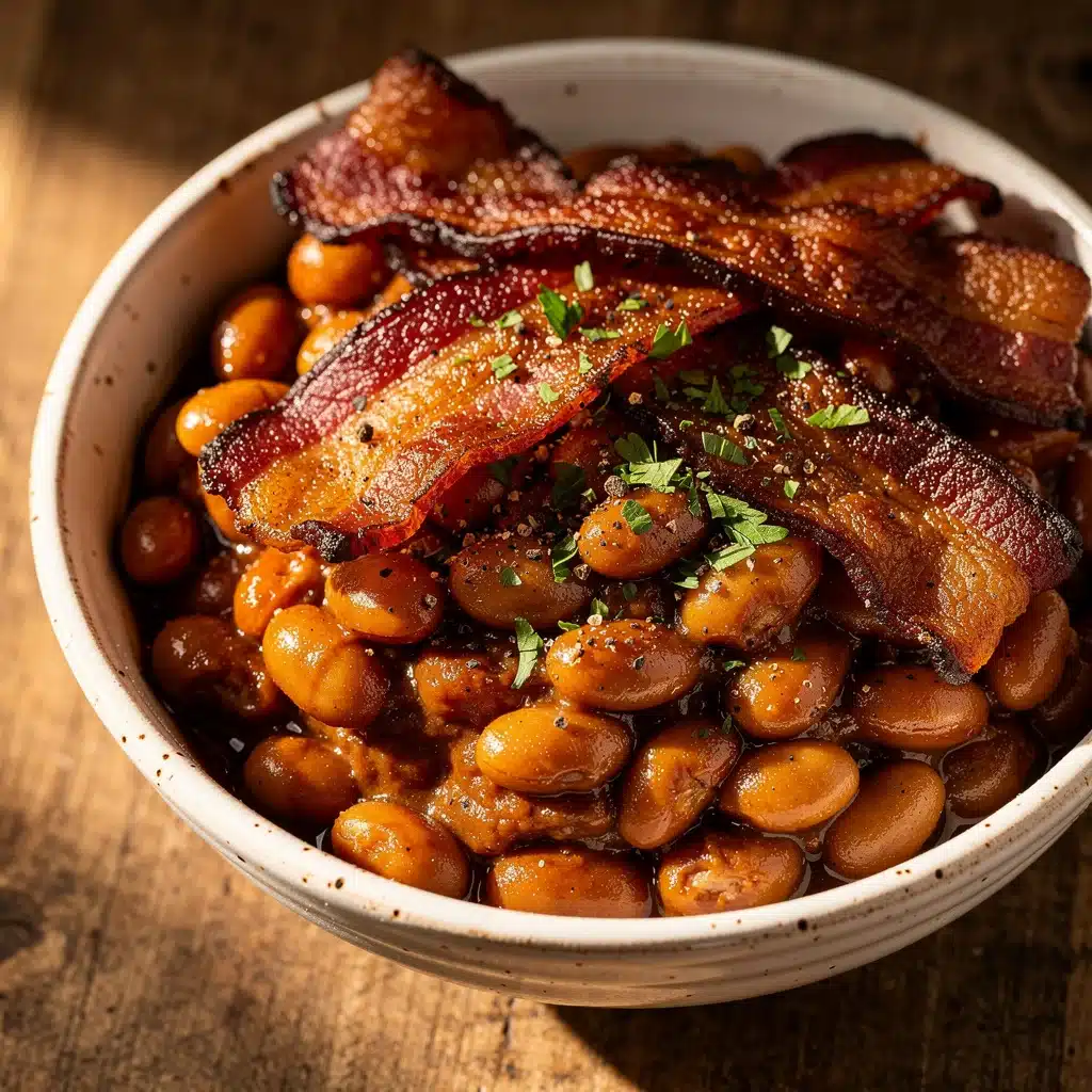 smoky bourbon baked beans - featured image
