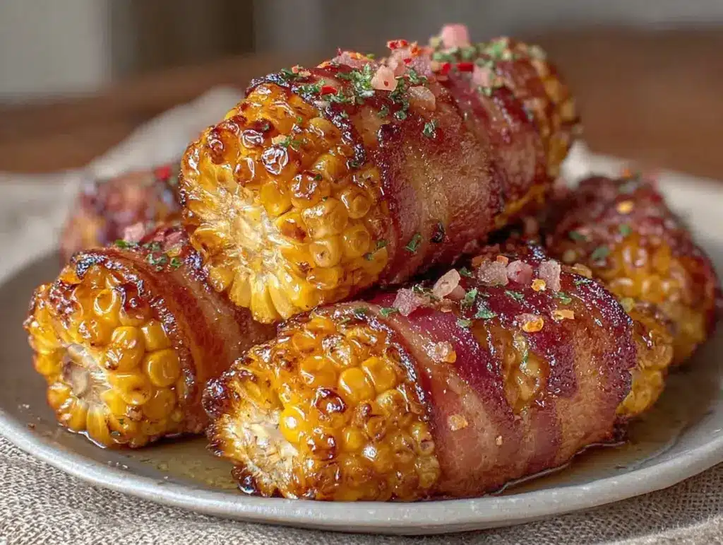 bacon-wrapped grilled corn - featured image