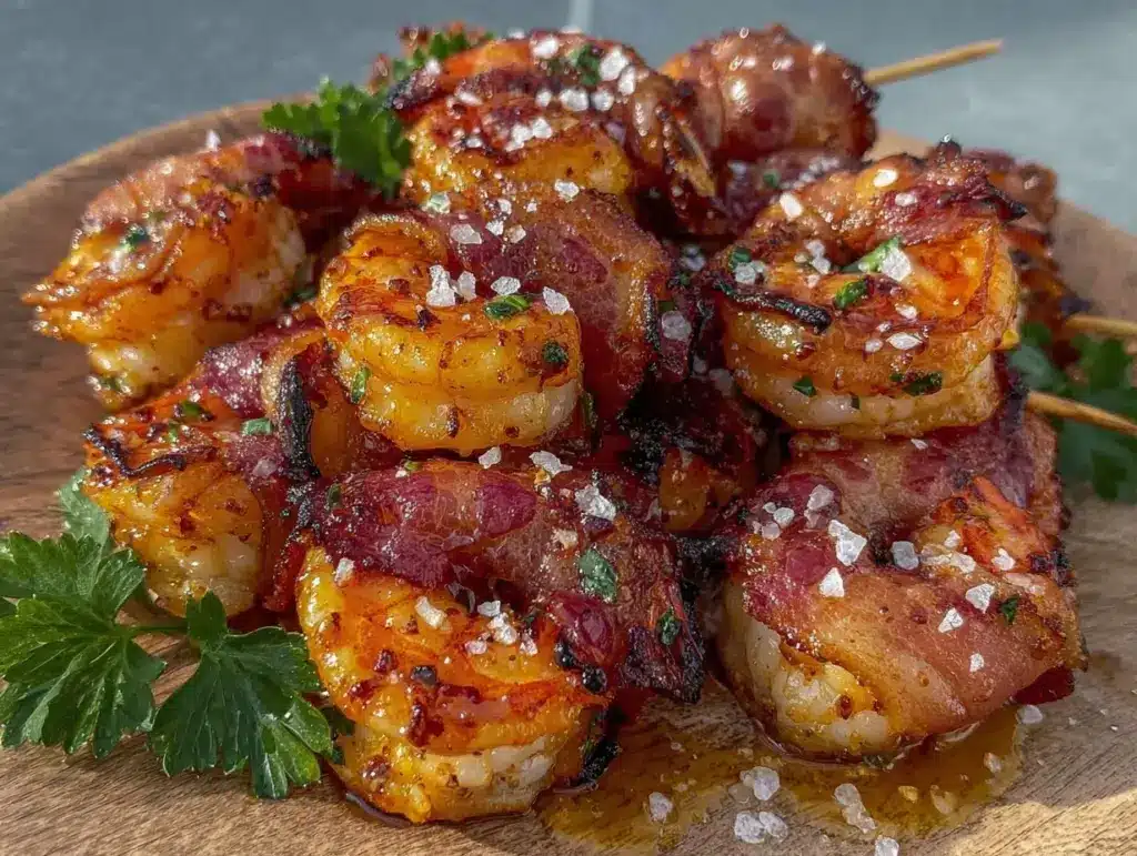 bacon-wrapped grilled shrimp skewers - featured image