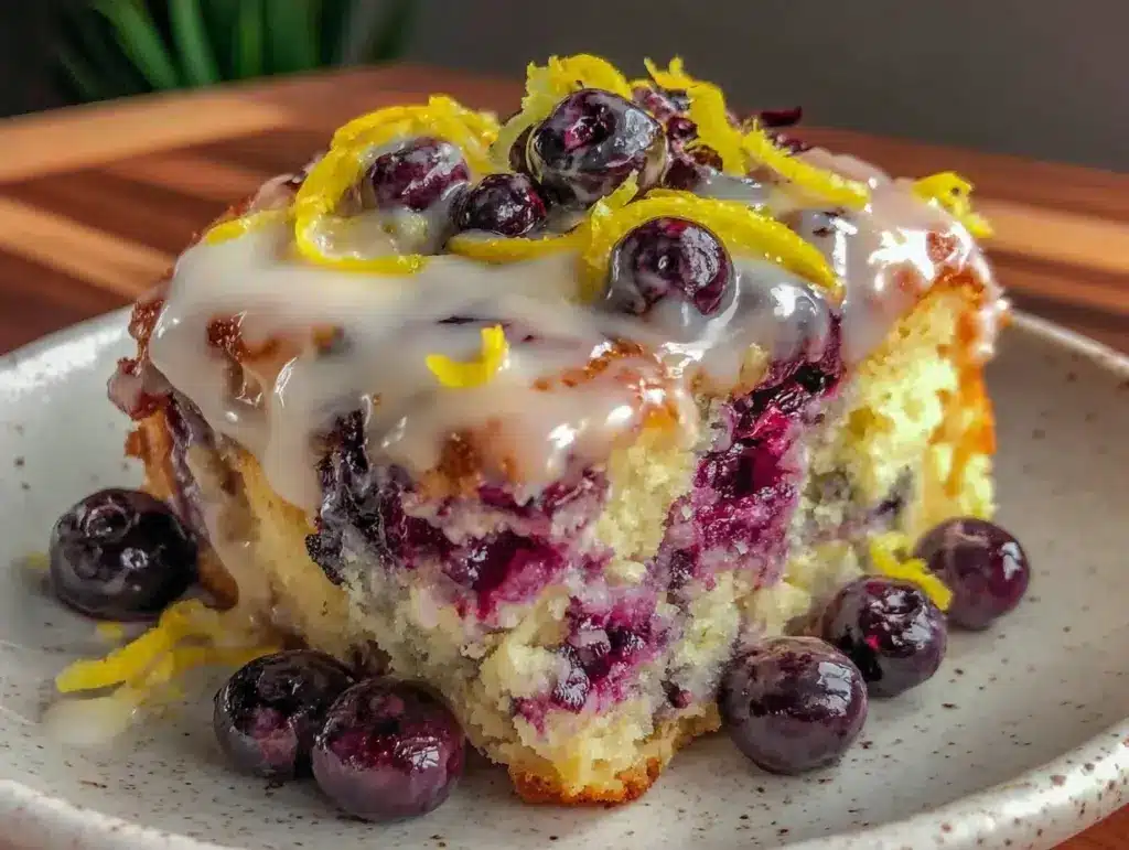 blueberry lemon poke cake - featured image