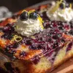 blueberry lemon poke cake - featured image