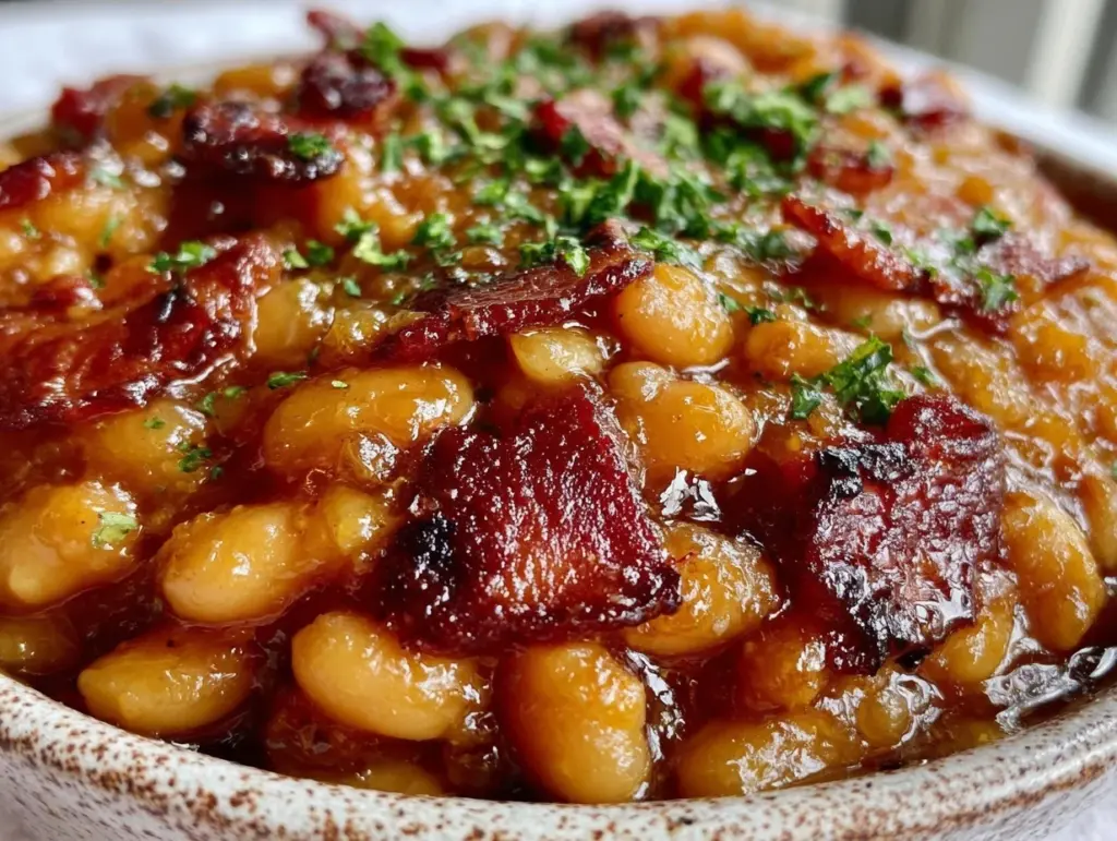 brown sugar bourbon baked beans - featured image