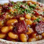 brown sugar bourbon baked beans - featured image