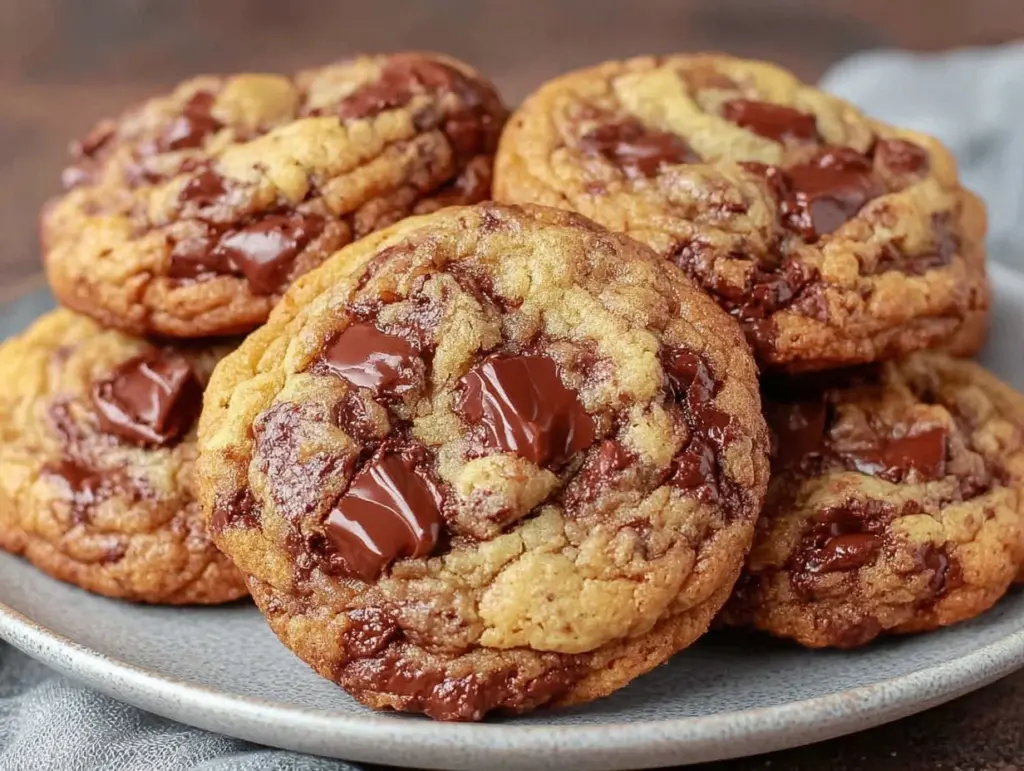 chewy brown butter chocolate chip cookies - featured image