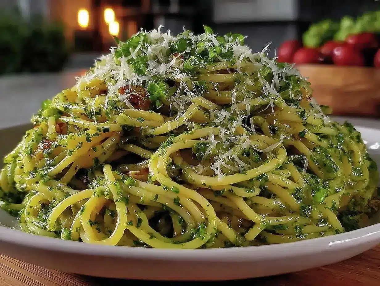creamy garlic scape pesto pasta preparation steps